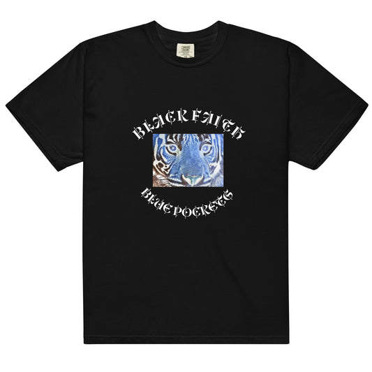 Black Faith Tee Blue Pockets (White Logo)